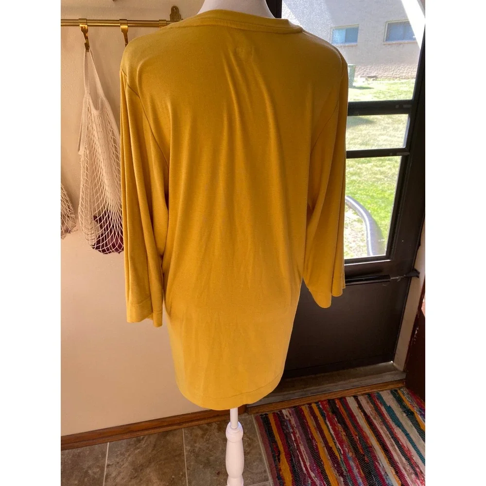 Free People Good Feels Tee Yellow Mini Dress 3/4 Sleeve Medium Boho Earthy Beach